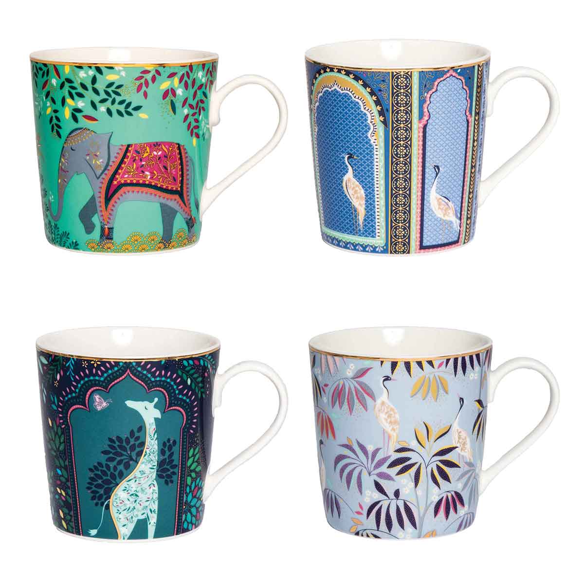 Sara Miller India Set of 4 Mugs, Assorted image number null